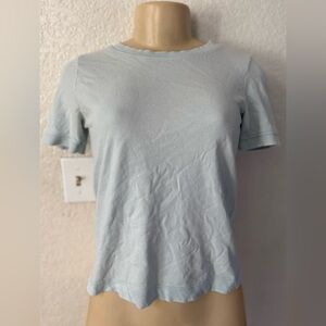 Zara Soft Blue Short Sleeve Blouse light blue sexy